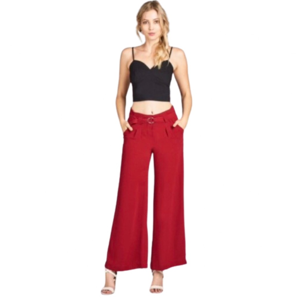 Red Wide Leg Pants